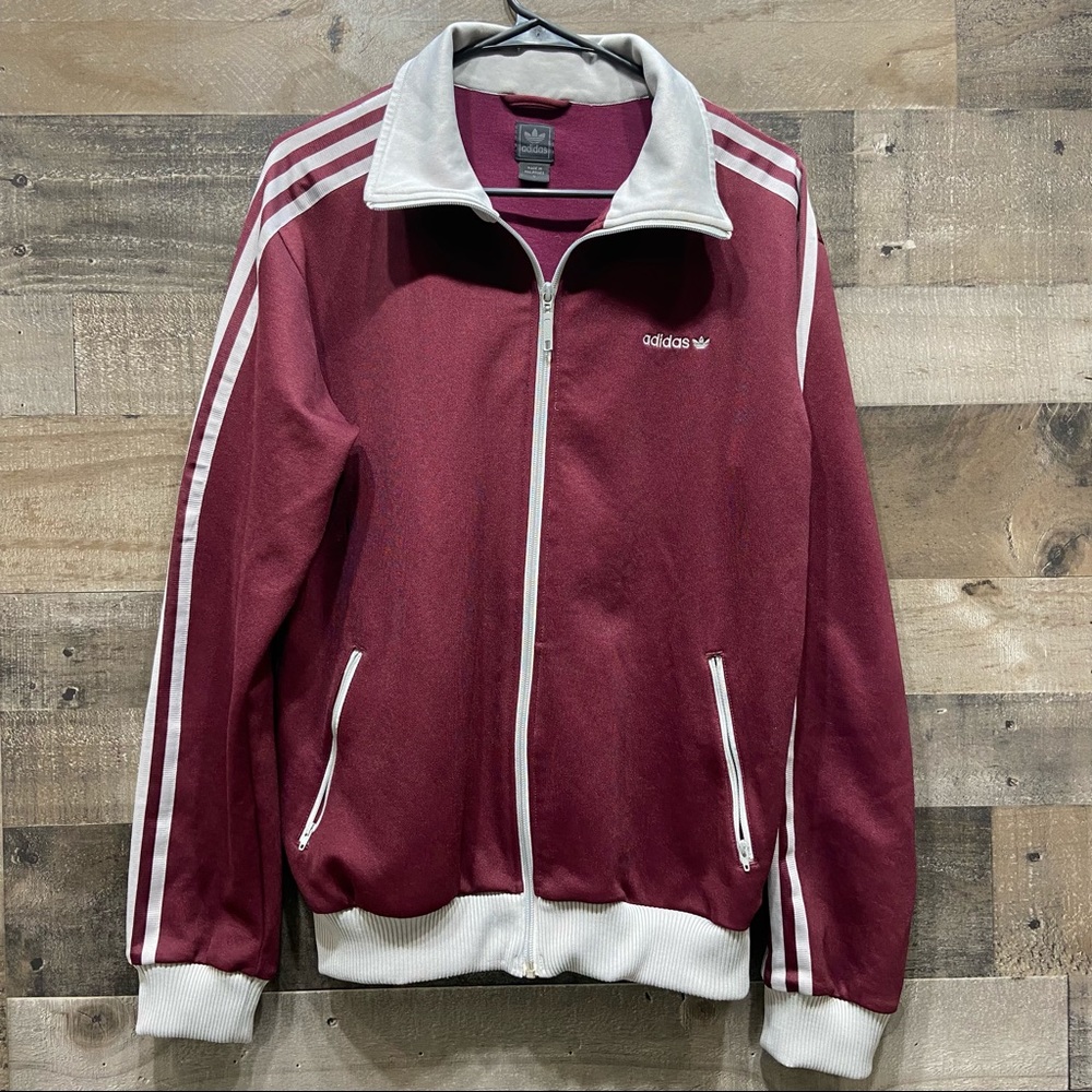 Adidas Sweatshirt Full Zip Up Burgundy M